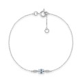 Pulseira de ouro branco 9k com uma água-marinha e quatro diamantes de 0,02 ct