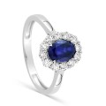 Anel em ouro branco 9K, safira e diamantes criados em laboratório  0,40 ct