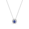 Colar em ouro branco 9k, safira e zirconia