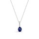 Colar em ouro branco 9k com pingente adornado com uma safira oval de 4x5 mm e um diamante redondo de 0,01 ct