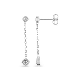 Brincos em ouro branco 18k e diamante de 0,06 ct