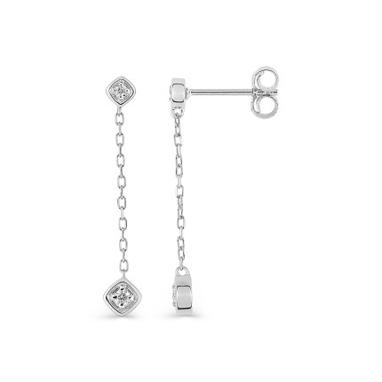 Brincos em ouro branco 18k e diamante de 0,06 ct