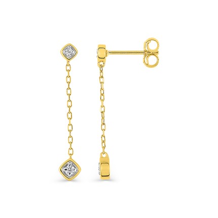 Pendientes colgantes de oro amarillo de 18K y diamantes de 0,06 ct