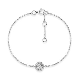 Pulseira fina em ouro branco 18k e diamantes de 0,24 ct