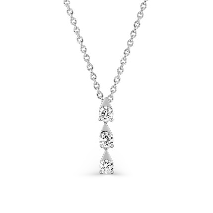 Colar em ouro branco 18k cravejado com três diamantes de 0,27 ct