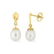 Pendientes de oro amarillo 9K con perla colgante 6 mm