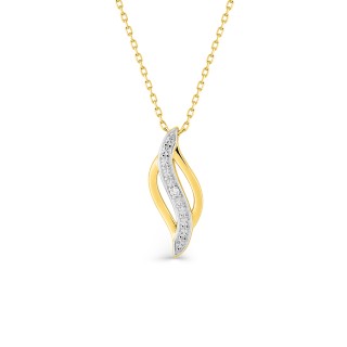 Colar em ouro amarelo 9k e ródio, com diamante de 0,01 ct