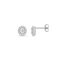 Brincos de ouro branco 9k com diamantes sintéticos ovais de 0,46 ct