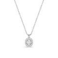 Colar em ouro branco 9k com pingente oval de diamante sintético de 0,23 ct