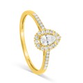 Anillo con diamante creado en forma de gota de 0,38 ct con montura de oro amarillo de 9k