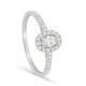 Anel com diamante sintético, diamante oval central de 0,38 ct, engaste em ouro branco 9k