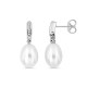 Pendientes colgantes de oro blanco 18k con perlas cultivadas en forma de pera y diamantes de 0,06 ct GH-P