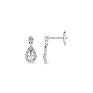 Pendientes colgantes de oro blanco 18k y diamantes de 0,19 ct