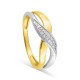 Anel cruzado em ouro bicolor de 9K diamante 0,01 ct