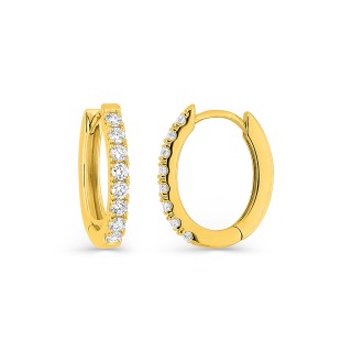 Brincos de argola em ouro amarelo de 9K com um diamante de 0,30 ct F-VS