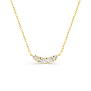 Colar em ouro amarelo 9K com pendente em meia-lua 7 diamantes sintéticos 0,17 ct F-VS
