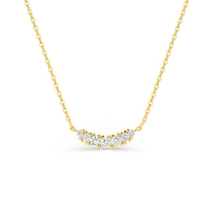 Colar em ouro amarelo 9K com pendente em meia-lua 7 diamantes sintéticos 0,17 ct F-VS