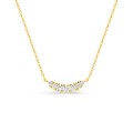 Colar em ouro amarelo 9K com pendente em meia-lua 7 diamantes sintéticos 0,17 ct F-VS