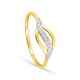Anillo fantasía oro 9K amarillo y rodio con diamantes 0,01 ct