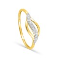 Anillo fantasía oro 9K amarillo y rodio con diamantes 0,01 ct