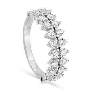 Anillo fantasía de plata de ley rodiada con circonitas