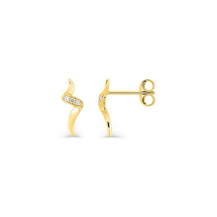 Brincos  em ouro amarelo 9K com diamantes de 0,03 ct
