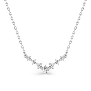 Collar de plata de ley rodiada, circonitas blancas