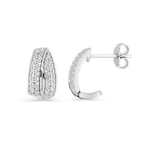 Aros pequeño de plata de ley rodiada con circonitas