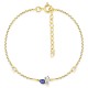 Pulsera bañada en oro con circonitas azul cielo y blancas