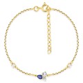 Pulseira banhada a ouro com pedras de zircónia azul, azul celeste e branca