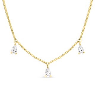 Collar trilogía bañado en oro con circonitas