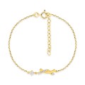 Pulseira banhada a ouro com 7 pedras de zircónia e motivo de cruz