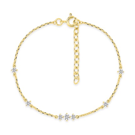 Pulsera bañada en oro con siete circonitas