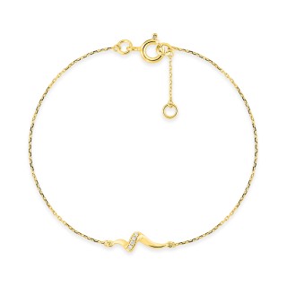 Pulseira onda em ouro amarelo 18K com diamantes de 0,02 ct