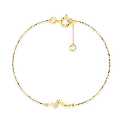 Pulseira onda em ouro amarelo 18K com diamantes de 0,02 ct