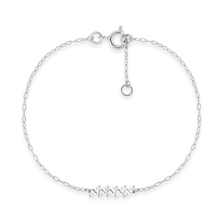 Pulsera oro blanco 9K con cinco circonitas marquesas