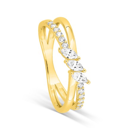 Anel em ouro amarelo 9K com zircónia cúbica