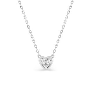 Collar de corazón de plata de ley rodiada con circonitas cúbicas