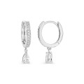 Pendientes de aro de plata de ley rodiada de 13 mm con circonitas cúbicas