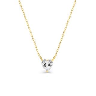Collar de oro amarillo 9K en forma de corazón con circonitas cúbicas