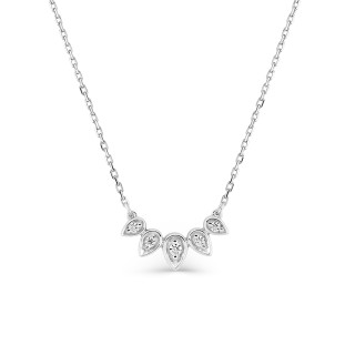 Collar en oro blanco de 9K y 5 circonitas