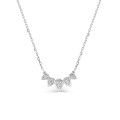 Colar em ouro branco 9K e 5 zircónias cúbicas