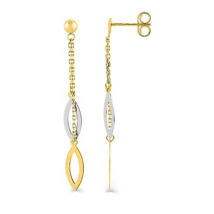 Pendientes colgantes de oro bicolor de 9K