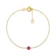 Pulseira em ouro amarelo 9K com um rubi engastado em quatro garras