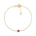 Pulseira em ouro amarelo 9K com um rubi engastado em quatro garras