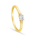 Anel solitário redondo com diamantes criados, 0,22 ct, ouro amarelo 9K