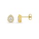 Brincos de pino em ouro amarelo 9K com diamantes criados em formato de pera de 0,44 ct e cravação em halo