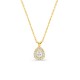 Colar em ouro amarelo 9K com pingente de diamante criado em formato de pera de 0,22 ct e cravação em halo