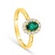 Anillo ovalado con esmeralda creada y diamante creado, 0,23 ct, oro amarillo 9K
