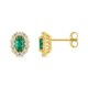 Pendientes ovalados de esmeralda creada y diamante creado, 0,34 ct, oro amarillo 9K
